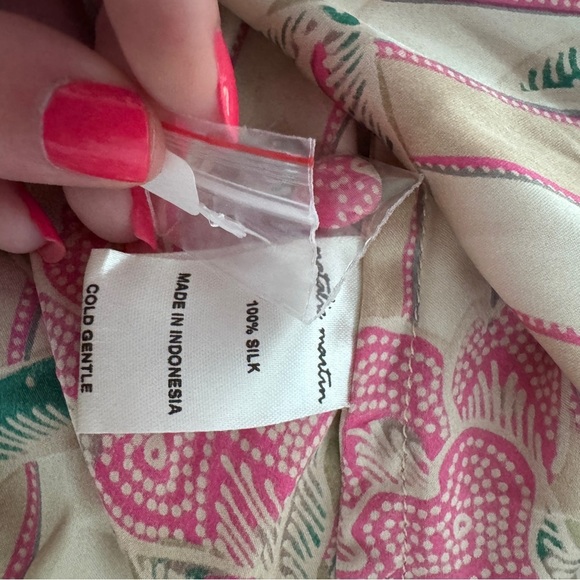 Natalie Martin Isobel Dress Chamomile Rose 100% Silk Pink Green - Picture 7 of 9